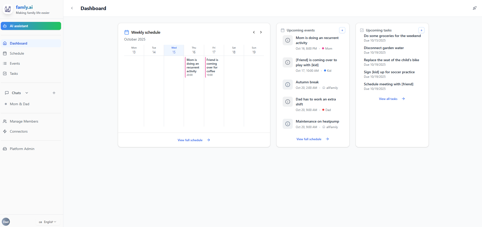 famly.ai dashboard full
